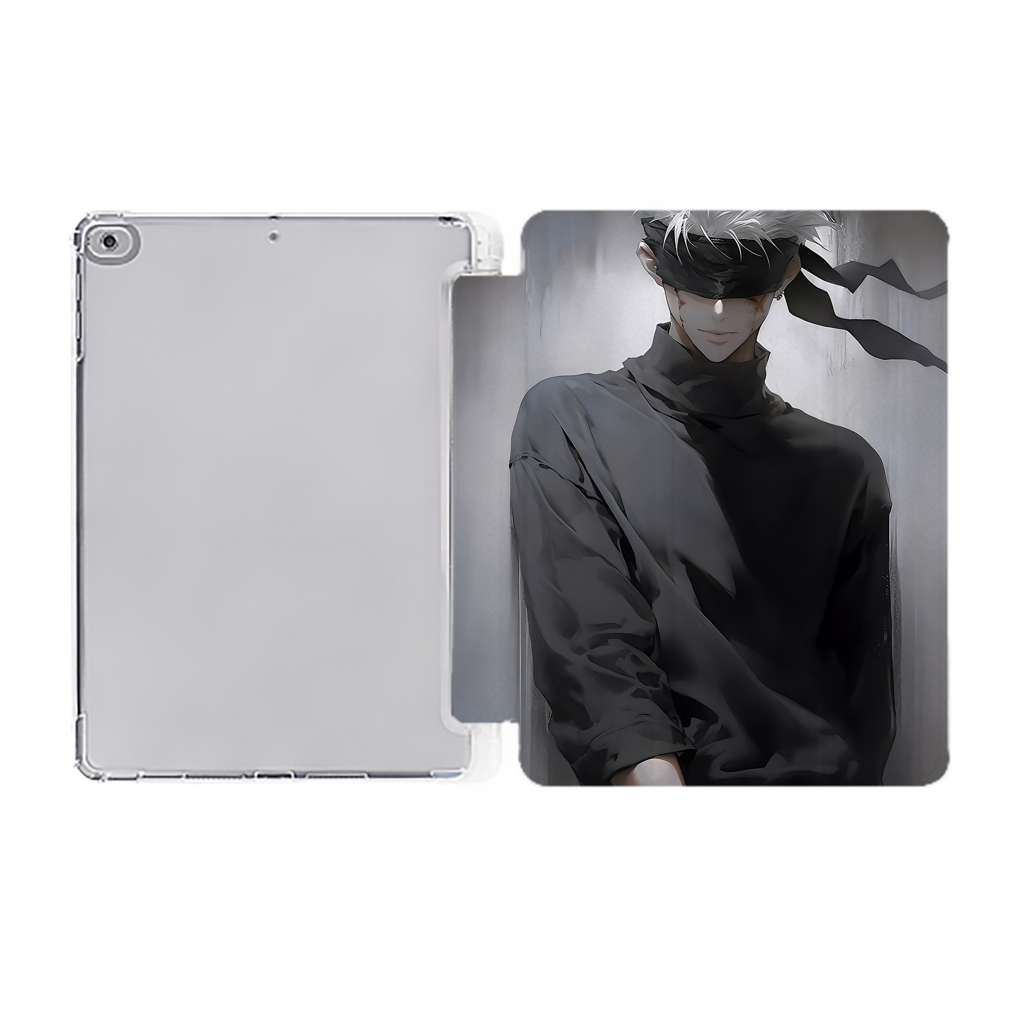 （画像用） 呪術廻戦 Jujutsu Kaisen IPad ケース ペン収納付き 三つ折りスタンド PUレザー×シリコン 対応機種9.5/10.5/10.9インチ